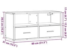 TV staliukas Televizoriaus spintelė, ruda, 80x31x39,5cm, mediena/metalas
