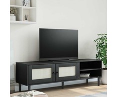TV staliukas Televizoriaus spintelė SENJA, juoda, 158x40x49cm, pušis