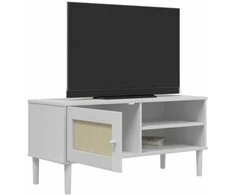 TV staliukas Televizoriaus spintelė SENJA, balta, 106x40x49cm, pušis