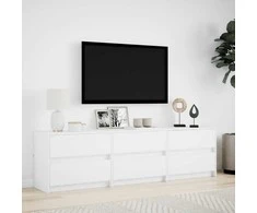 TV staliukas Televizoriaus spintelė su LED, balta, 180x34x50cm, mediena