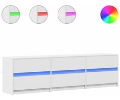 TV staliukas Televizoriaus spintelė su LED, balta, 180x34x50cm, mediena