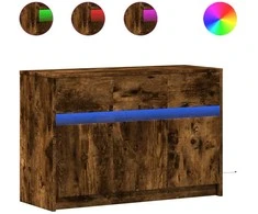 TV staliukas Televizoriaus spintelė su LED, dūminė, 91x34x61cm, mediena