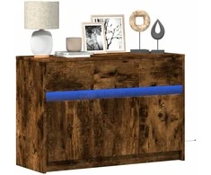 TV staliukas Televizoriaus spintelė su LED, dūminė, 91x34x61cm, mediena