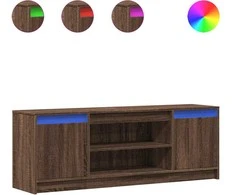 TV staliukas Televizoriaus spintelė su LED, ruda, 139,5x34x50cm, mediena