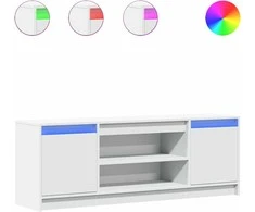 TV staliukas Televizoriaus spintelė su LED, balta, 139,5x34x50cm, mediena
