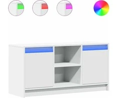 TV staliukas Televizoriaus spintelė su LED, balta, 100x34x50cm, mediena