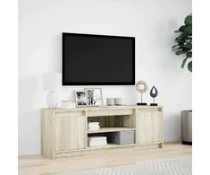 TV staliukas Televizoriaus spintelė su LED, ąžuolo, 139,5x34x50cm, mediena