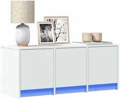 TV staliukas Televizoriaus spintelė su LED, balta, 97x34x40cm, mediena