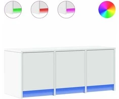 TV staliukas Televizoriaus spintelė su LED, balta, 97x34x40cm, mediena