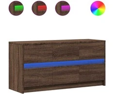TV staliukas Televizoriaus spintelė su LED, ruda, 100x34x50cm, mediena