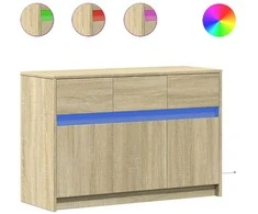 TV staliukas Televizoriaus spintelė su LED, ąžuolo, 91x34x61cm, mediena