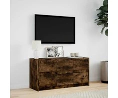 TV staliukas Televizoriaus spintelė su LED, dūminė, 100x34x50cm, mediena
