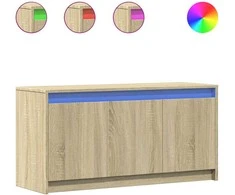 TV staliukas Televizoriaus spintelė su LED, ąžuolo, 100x34x50cm, mediena