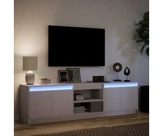 TV staliukas Televizoriaus spintelė su LED, balta, 180x34x50cm, mediena