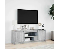 TV staliukas Televizoriaus spintelė su LED, pilka, 139,5x34x50cm, mediena