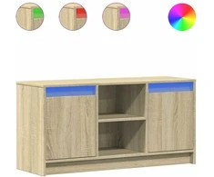 TV staliukas Televizoriaus spintelė su LED, ąžuolo, 100x34x50cm, mediena