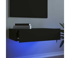 TV staliukas Televizoriaus spintelė su LED lemputėmis, juoda, 60x35x15,5cm