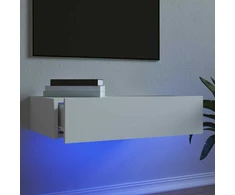 TV staliukas Televizoriaus spintelė su LED lemputėmis, balta, 60x35x15,5cm