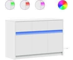 TV staliukas Televizoriaus spintelė su LED, balta, 91x34x61cm, mediena
