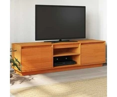 TV staliukas Televizoriaus spintelė, vaško ruda, 140x35x40cm, pušies masyvas