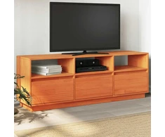TV staliukas Televizoriaus spintelė, vaško ruda, 140x37x50cm, pušies masyvas