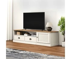 TV staliukas Televizoriaus spintelė VIGO, balta, 156x40x40cm, pušies masyvas