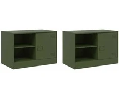 TV staliukas Televizoriaus spintelės, 2vnt., alyvuogių, 67x39x44cm, plienas
