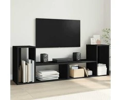 TV staliukas Televizoriaus spintelės, 2vnt., juodos, 75x30x50 cm, MDP