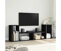 TV staliukas Televizoriaus spintelės, 2vnt., juodos, 75x30x50 cm, MDP