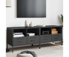 TV staliukas Televizoriaus spintelės, 2vnt., juodos, 68x39x50,5cm, plienas
