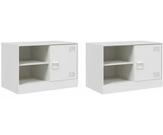 TV staliukas Televizoriaus spintelės, 2vnt., baltos, 67x39x44cm, plienas
