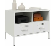 TV staliukas Televizoriaus spintelės, 2vnt., baltos, 68x39x50,5cm, plienas