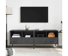 TV staliukas Televizoriaus spintelės, 2vnt., juodos, 68x39x50,5cm, plienas