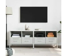 TV staliukas Televizoriaus spintelės, 2vnt., baltos, 68x39x50,5cm, plienas