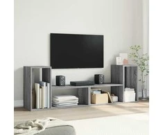 TV staliukas Televizoriaus spintelės, 2vnt., pilkos ąžuolo, 75x30x50 cm, MDP
