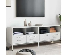 TV staliukas Televizoriaus spintelės, 2vnt., baltos, 68x39x50,5cm, plienas