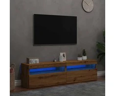 TV staliukas Televizoriaus spintelės su LED, 2vnt., artisano, mediena