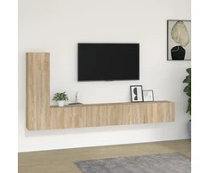 TV staliukas Televizoriaus spintelių komplektas, 3 dalių, ąžuolo, mediena