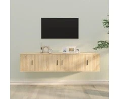 TV staliukas Televizoriaus spintelių komplektas, 3 dalių, ąžuolo, mediena