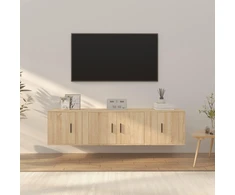 TV staliukas Televizoriaus spintelių komplektas, 3 dalių, ąžuolo, mediena