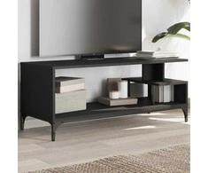TV staliukas TV spintelė, juoda, 102x40x41cm, apdirbta mediena ir plienas