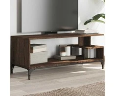 TV staliukas TV spintelė, ruda, 102x40x41cm, apdirbta mediena ir plienas