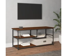 TV staliukas TV spintelė, ruda ąžuolo, 103x38x46,5cm, mediena/plienas