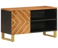 TV staliukas TV spintelė, ruda ir juoda, 80x31,5x46cm, mango masyvas