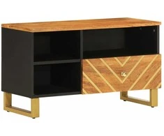 TV staliukas TV spintelė, ruda ir juoda, 80x33,5x46cm, mango masyvas