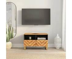 TV staliukas TV spintelė, ruda ir juoda, 70x33,5x46cm, mango masyvas