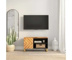 TV staliukas TV spintelė, ruda ir juoda, 80x31,5x46cm, mango masyvas