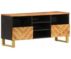 TV staliukas TV spintelė, ruda ir juoda, 100x33,5x46cm, mango masyvas