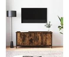 TV staliukas TV spintelė su durelėmis, dūminio ąžuolo, 102x35x45cm, mediena