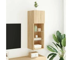 TV staliukas TV spintelė su LED lemputėmis, ąžuolo spalvos, 30,5x30x90cm